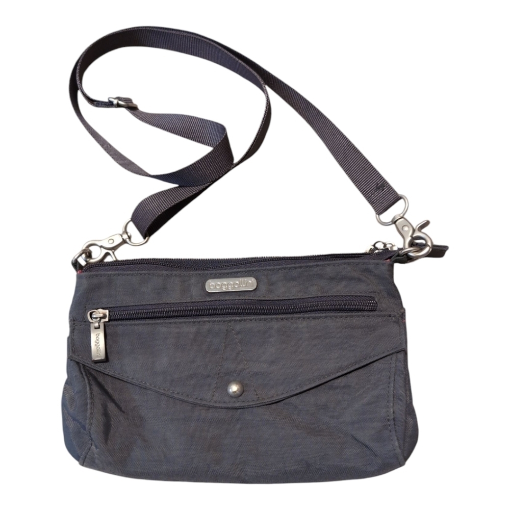 BAGGALLINI Nylon Gray Crossbody Bag Travel Purse